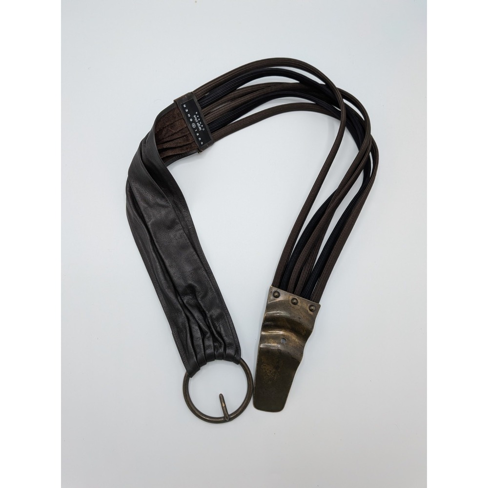 Suzi Roher Canada Belt Large Plus - Boho Ropes Brown Leather Belt Chic Stretchy